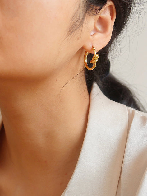 18K Gold Knotted Hoop Earrings – Furano Studio