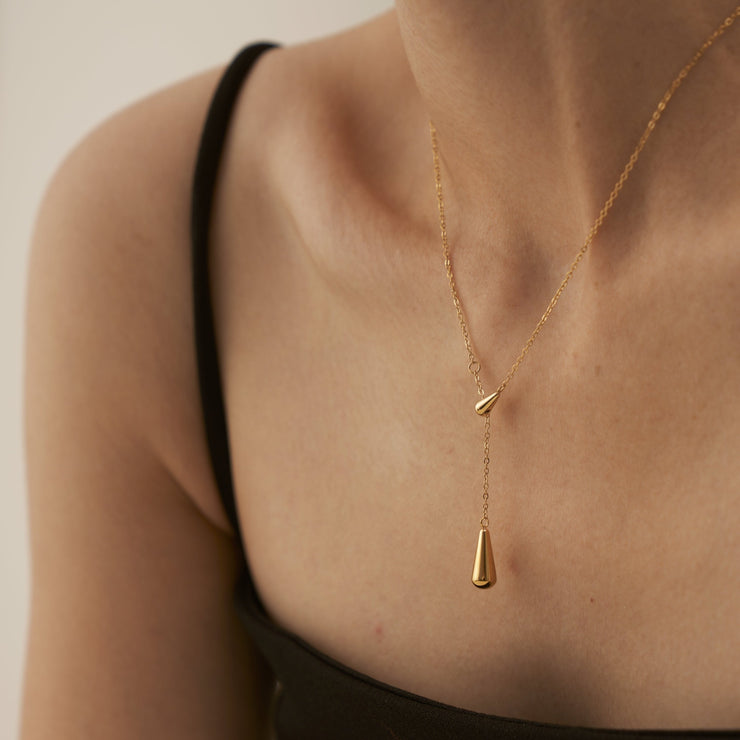 18K Gold Water Drop Necklace