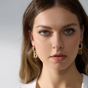 18K Gold B Letter Dangle Earrings