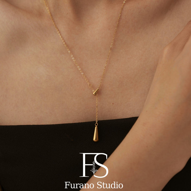 18K Gold Water Drop Necklace