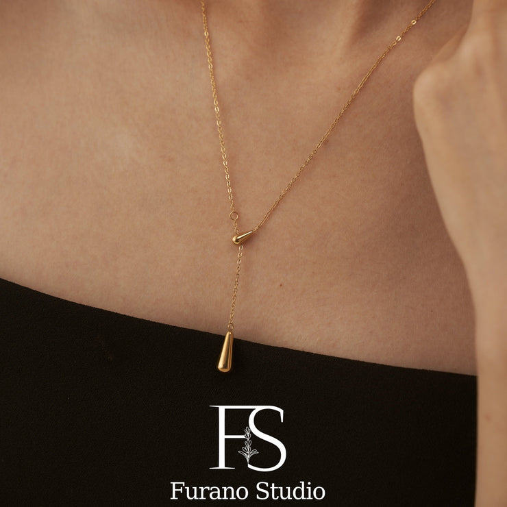 18K Gold Water Drop Necklace