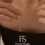 18K Gold Water Drop Necklace