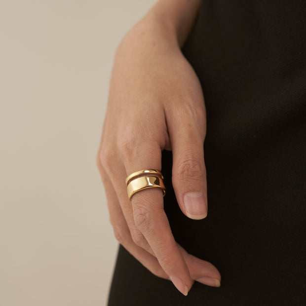 18K Gold Chunky Double Band Ring