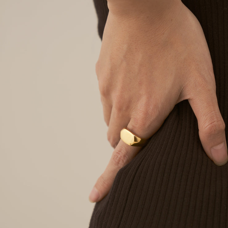 18K Gold Hexagon Ring