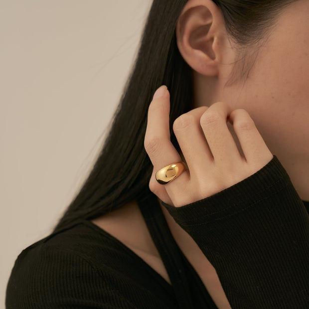 18K Gold Bubble Circle Ring