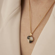 18K Gold Checkerboard Heart Necklace