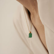 18K Gold Green Emerald Charm Necklace