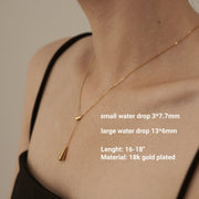 18K Gold Water Drop Necklace