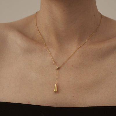 18K Gold Water Drop Necklace