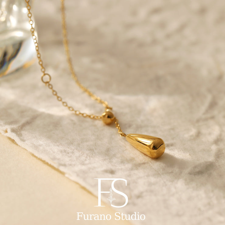 18K Gold Water Drop Necklace