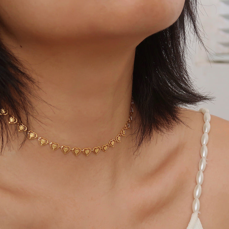 18K Gold Heart Chain Necklace/Bracelet