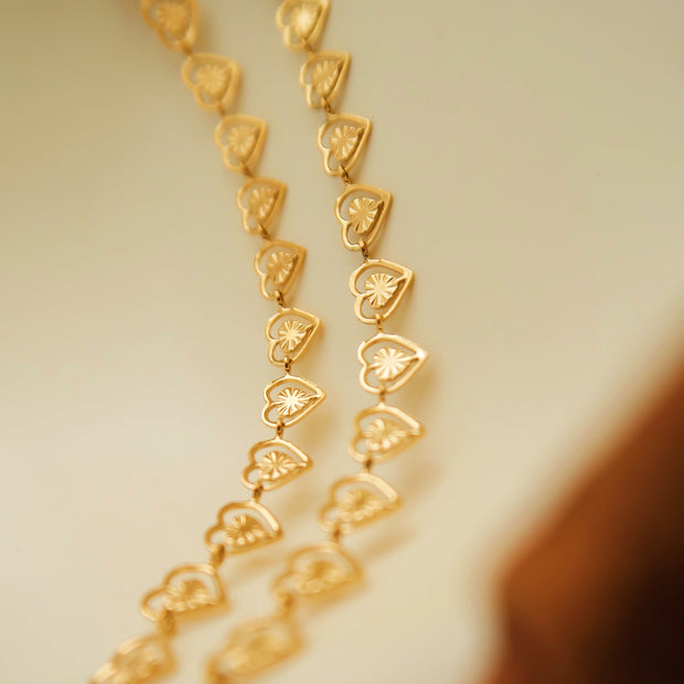 18K Gold Heart Chain Necklace/Bracelet