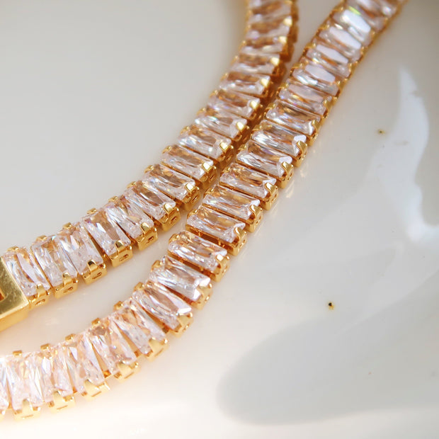 18K Gold Crystal Tennis Bracelet