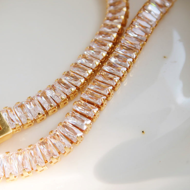 18K Gold Crystal Tennis Bracelet