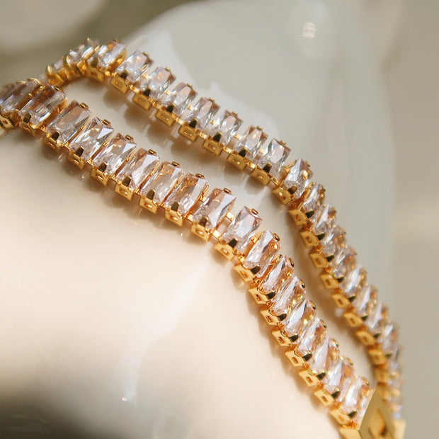 18K Gold Crystal Tennis Bracelet