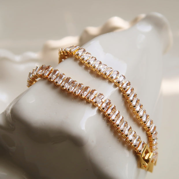 18K Gold Crystal Tennis Bracelet