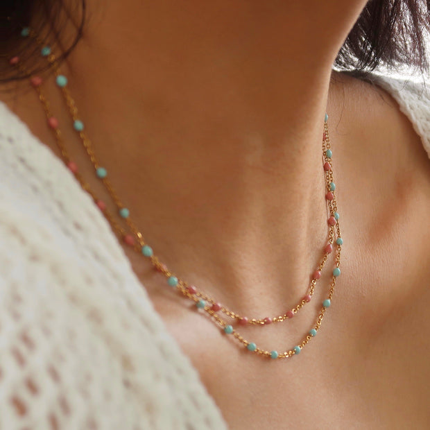 Beaded Pink/Blue Necklace