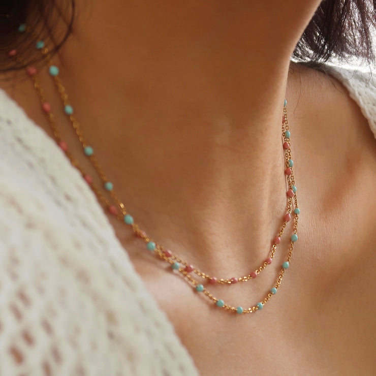 Beaded Pink/Blue Necklace