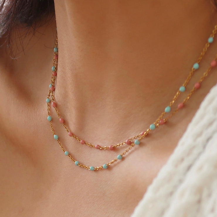 Beaded Pink/Blue Necklace