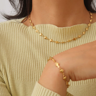 18K Gold Heart Necklace/Bracelet