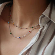 Silver Gemstone Beaded Necklace