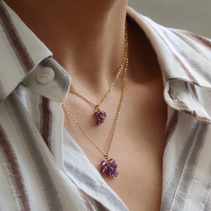 18K Gold Crystal Grape Necklace