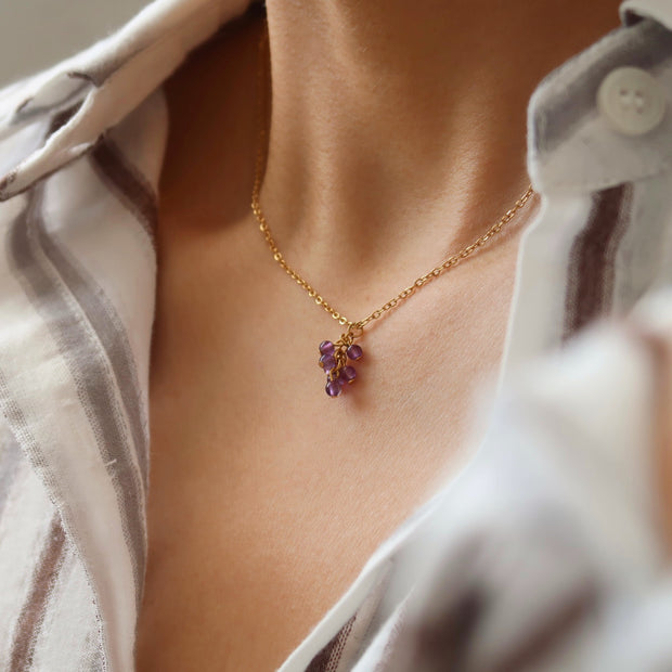 18K Gold Crystal Grape Necklace