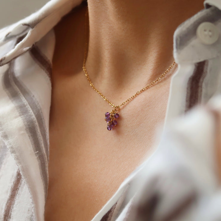 18K Gold Crystal Grape Necklace