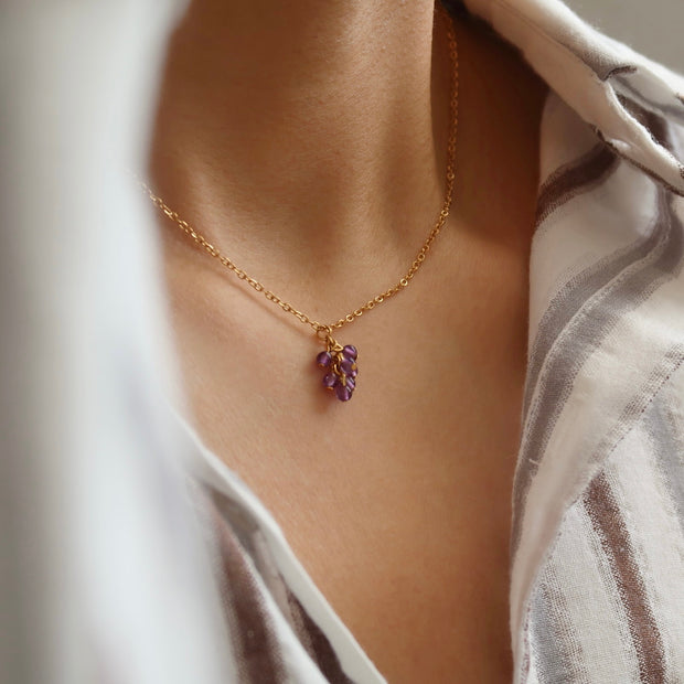 18K Gold Crystal Grape Necklace