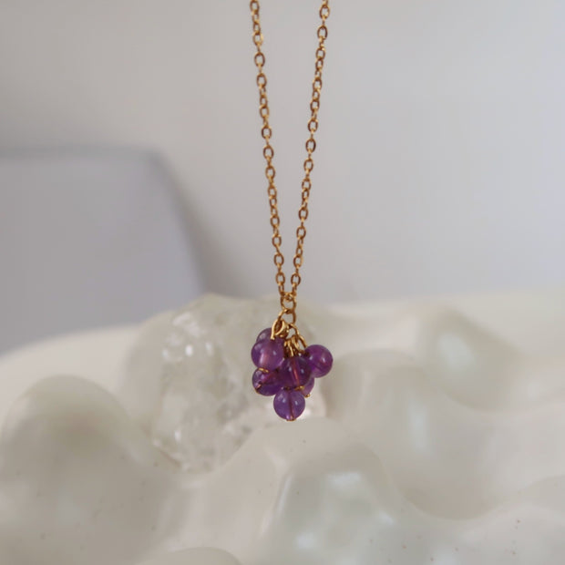 18K Gold Crystal Grape Necklace