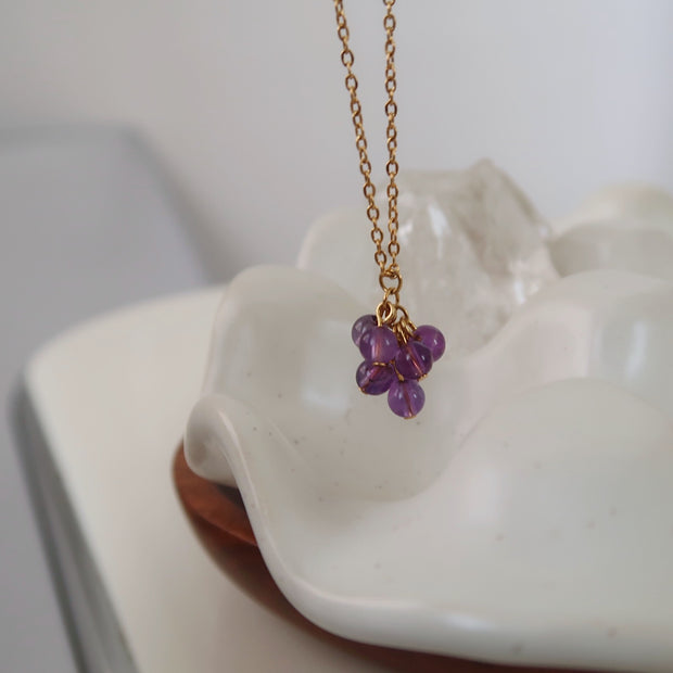 18K Gold Crystal Grape Necklace