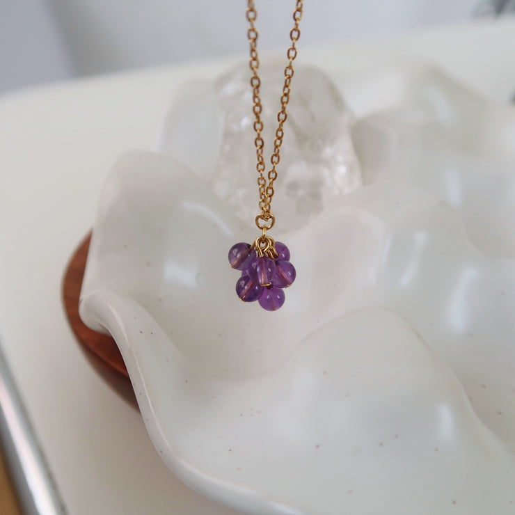 18K Gold Crystal Grape Necklace