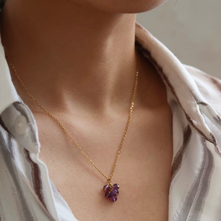 18K Gold Crystal Grape Necklace