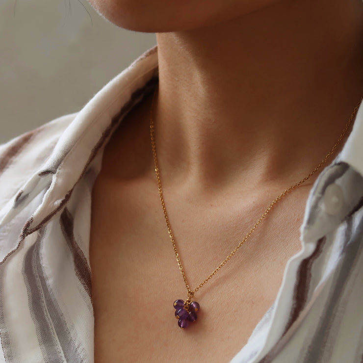 18K Gold Crystal Grape Necklace