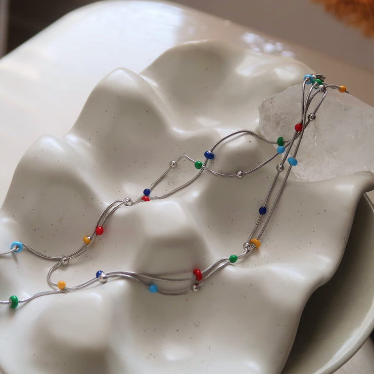 Silver Gemstone Beaded Necklace