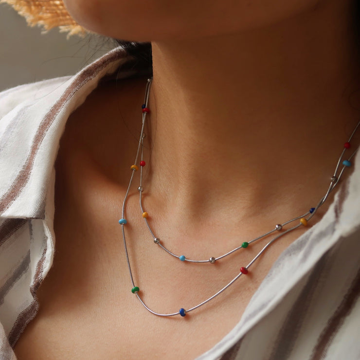 Silver Gemstone Beaded Necklace