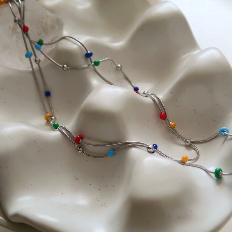 Silver Gemstone Beaded Necklace