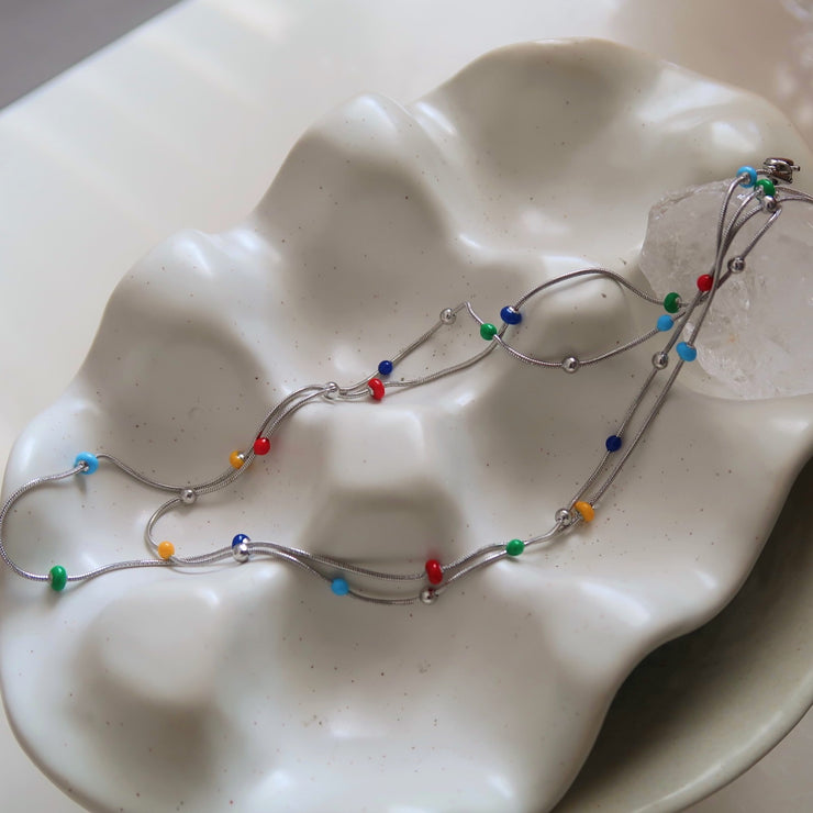 Silver Gemstone Beaded Necklace