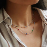 Silver Gemstone Beaded Necklace