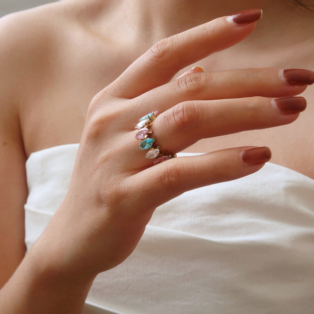 Crystal Multi-Color Adjustable Ring