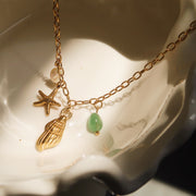 18K Gold Sea Star Conch Pendant Necklace