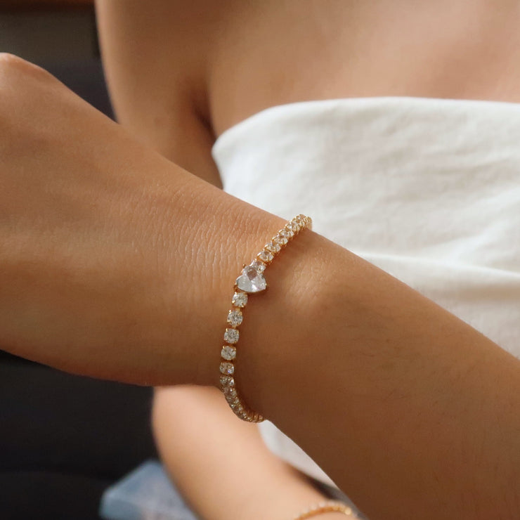 18K Gold CZ Tennis Bracelet