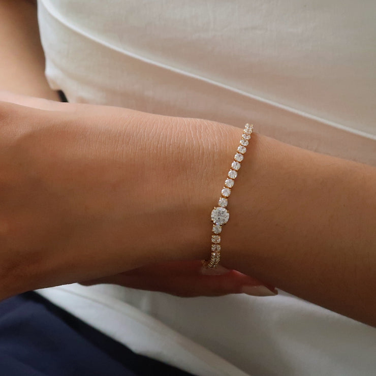 18K Gold CZ Tennis Bracelet