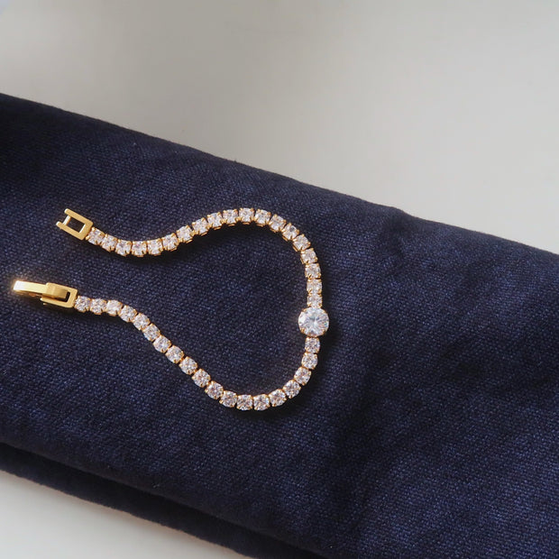 18K Gold CZ Tennis Bracelet