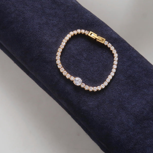 18K Gold CZ Tennis Bracelet