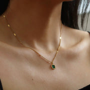 Non Tarnish Green Malachite Pendant Necklace