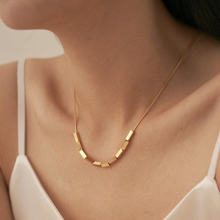 18K Gold Cubic Chain Necklace