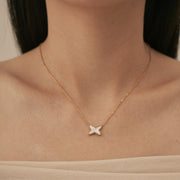 18K Gold Pearl Bow Necklace