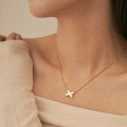 18K Gold Pearl Bow Necklace