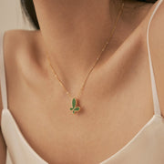 18K Gold Green Malachite Butterfly Necklace